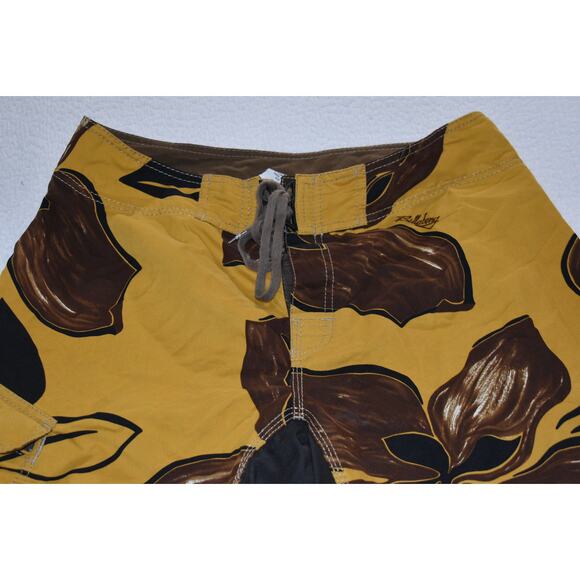 Billabong Swimming Cargo Board Shorts Mens Size 34 Yellow Brown Floral - Picture 3 of 8